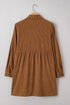 Corduroy Button Front Collared Western A Line Mini Dress
