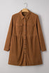 Corduroy Button Front Collared Western A Line Mini Dress