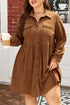 Corduroy Button Front Collared Western A Line Mini Dress