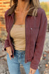 Corduroy Collar Zipped Front Patchwork Denim Jacket