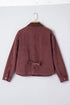 Corduroy Collar Zipped Front Patchwork Denim Jacket