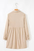 Corduroy Collared Half Button Long Sleeve Mini Dress