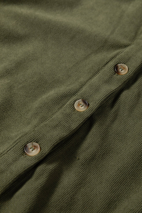 Corduroy Collared Half Button Long Sleeve Mini Dress