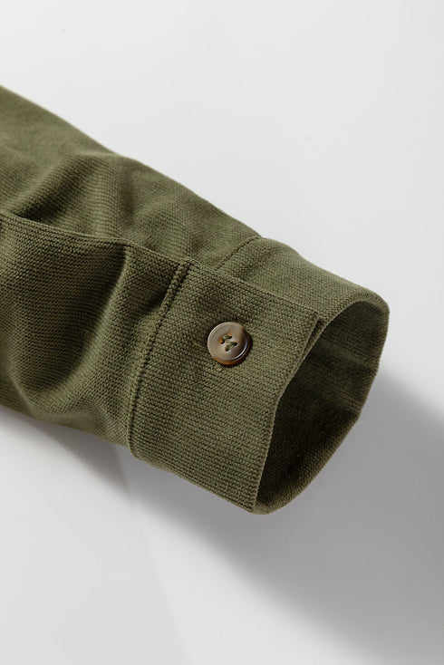 Corduroy Collared Half Button Long Sleeve Mini Dress