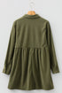 Corduroy Collared Half Button Long Sleeve Mini Dress