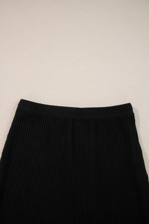 Corduroy Drop Shoulder Stand Neck Bodycon Two Piece Dress