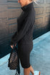 Corduroy Drop Shoulder Stand Neck Bodycon Two Piece Dress