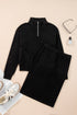 Corduroy Drop Shoulder Stand Neck Bodycon Two Piece Dress