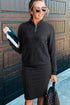 Corduroy Drop Shoulder Stand Neck Bodycon Two Piece Dress