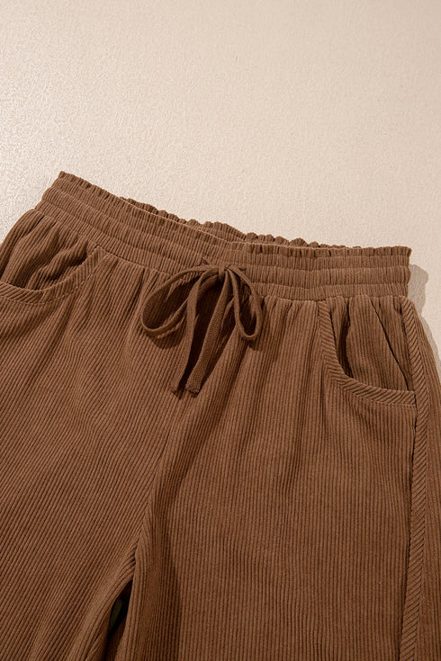 Corduroy Elastic Waist Drawstring Utility Cargo Pants