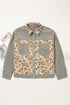 Corduroy Floral Patchwork Snap Front Drop Shoulder Shacket