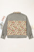 Corduroy Floral Patchwork Snap Front Drop Shoulder Shacket
