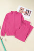 Corduroy Half Button Pullover Wide Leg Pant Set
