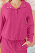 Corduroy Half Button Pullover Wide Leg Pant Set