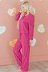 Corduroy Half Button Pullover Wide Leg Pant Set