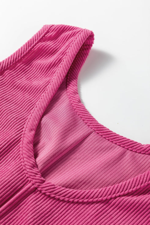 Corduroy Patch Pocket Sleeveless H Line Mini Dress