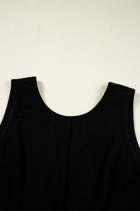 Corduroy Patch Pocket Sleeveless H Line Mini Dress