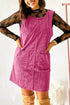 Corduroy Patch Pocket Sleeveless H Line Mini Dress