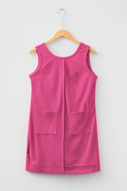 Corduroy Patch Pocket Sleeveless H Line Mini Dress