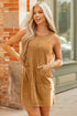 Corduroy Patch Pocket Sleeveless H Line Mini Dress