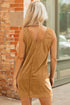 Corduroy Patch Pocket Sleeveless H Line Mini Dress