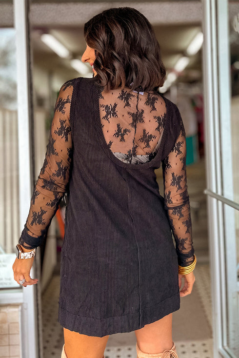 Corduroy Patch Pocket Sleeveless H Line Mini Dress