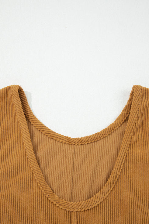 Corduroy Patch Pocket Sleeveless H Line Mini Dress