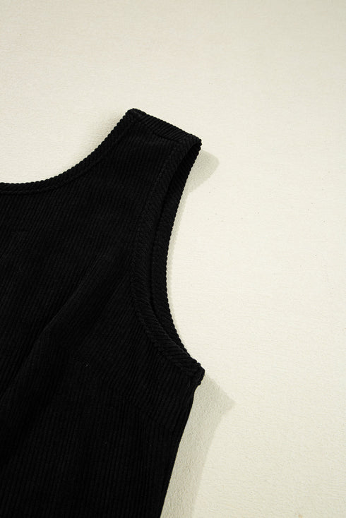 Corduroy Patch Pocket Sleeveless H Line Mini Dress
