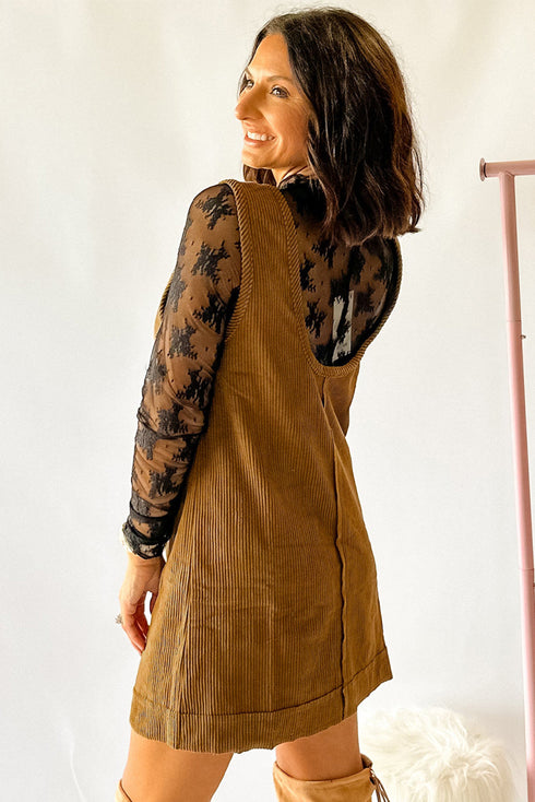 Corduroy Patch Pocket Sleeveless H Line Mini Dress