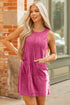 Corduroy Patch Pocket Sleeveless H Line Mini Dress