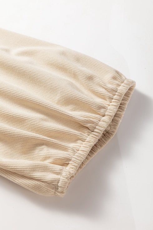 Corduroy Scallop Detail Notched Neck Plus Size Mini Dress