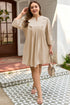 Corduroy Scallop Detail Notched Neck Plus Size Mini Dress