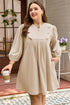 Corduroy Scallop Detail Notched Neck Plus Size Mini Dress