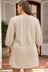 Corduroy Scallop Detail Notched Neck Plus Size Mini Dress