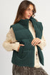 Corduroy Stand-Collar Zip-Front Quilted Puffer Vest