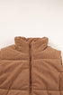 Corduroy Stand-Collar Zip-Front Quilted Puffer Vest
