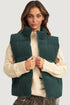 Corduroy Stand-Collar Zip-Front Quilted Puffer Vest