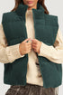 Corduroy Stand-Collar Zip-Front Quilted Puffer Vest