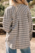 Corduroy Textured Patchwork Flap Pocket Plaid Shacket