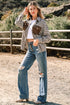 Corduroy Textured Patchwork Flap Pocket Plaid Shacket