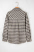 Corduroy Textured Patchwork Flap Pocket Plaid Shacket