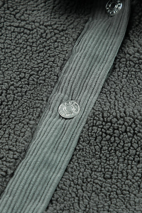 Corduroy Trim Elbow Patch Sherpa Fleece Jacket