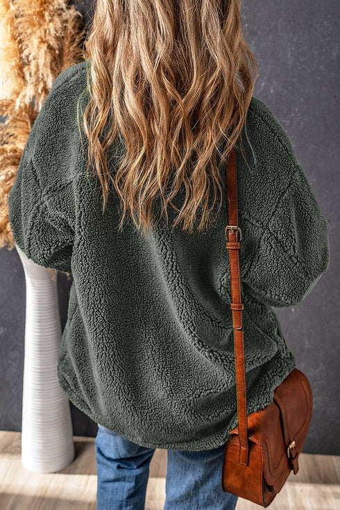 Corduroy Trim Elbow Patch Sherpa Fleece Jacket