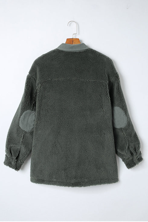 Corduroy Trim Elbow Patch Sherpa Fleece Jacket