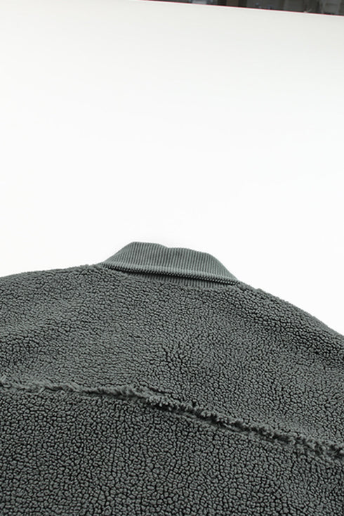 Corduroy Trim Elbow Patch Sherpa Fleece Jacket