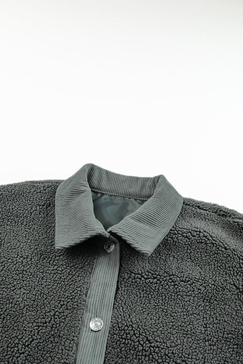 Corduroy Trim Elbow Patch Sherpa Fleece Jacket