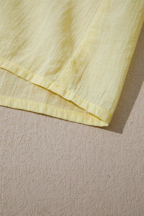 Cotton Blend Ruffle Trim V Neck Sleeveless Tank Top