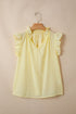 Cotton Blend Ruffle Trim V Neck Sleeveless Tank Top