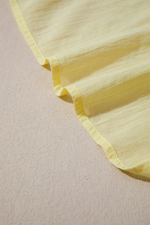 Cotton Blend Ruffle Trim V Neck Sleeveless Tank Top