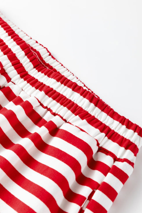 Cotton Blend Striped Drop Shoulder Wide Leg Lounge Set